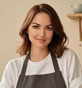 lena in A bright modern kitchen studio with a camera setupxxx on a tripod and softbox lights illuminat. 5